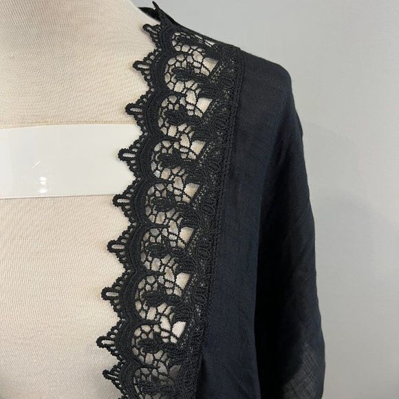 NWOT MELROSE & MARKET Black Lace Detailed Open Cardigan (O/S) - Picture 3 of 7